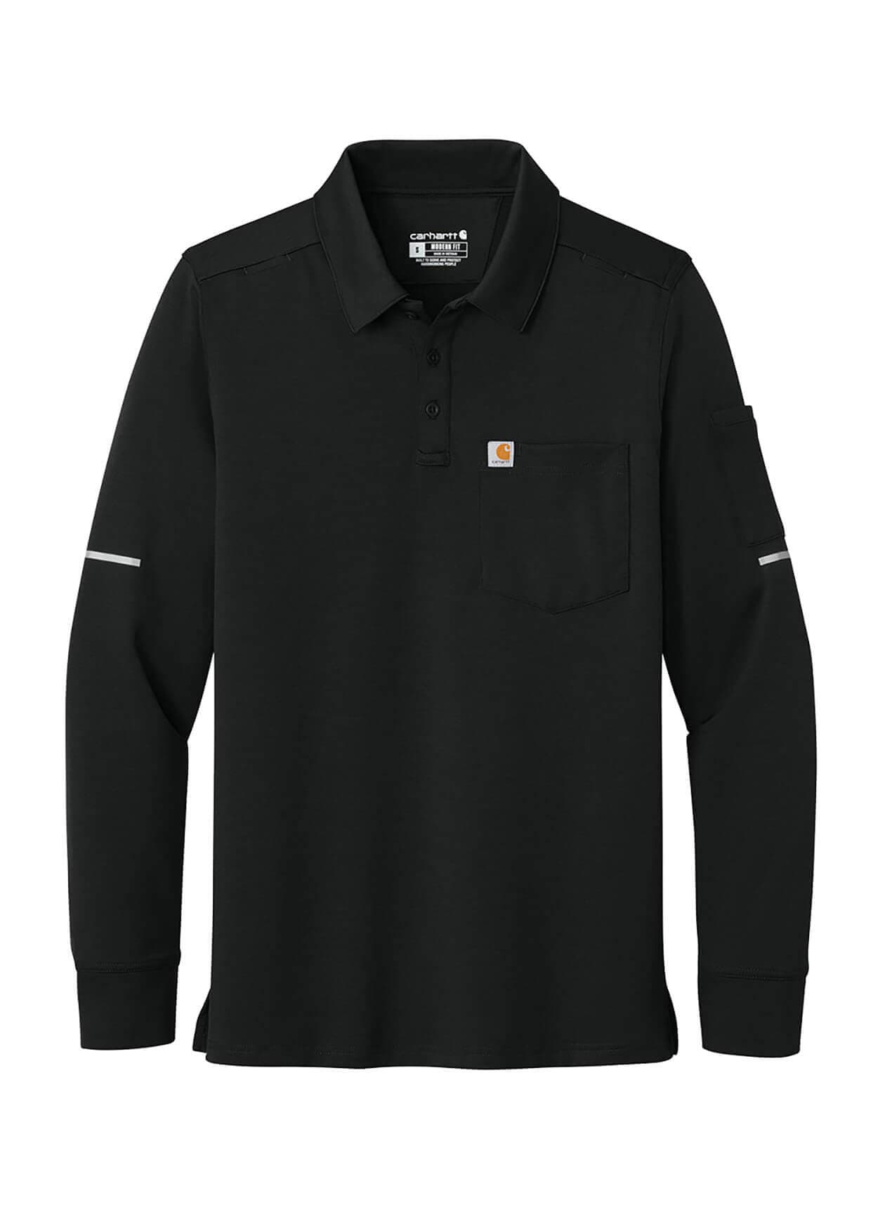 Carhartt Men's FLD & RSCU Long Sleeve Polo - Black 3XL