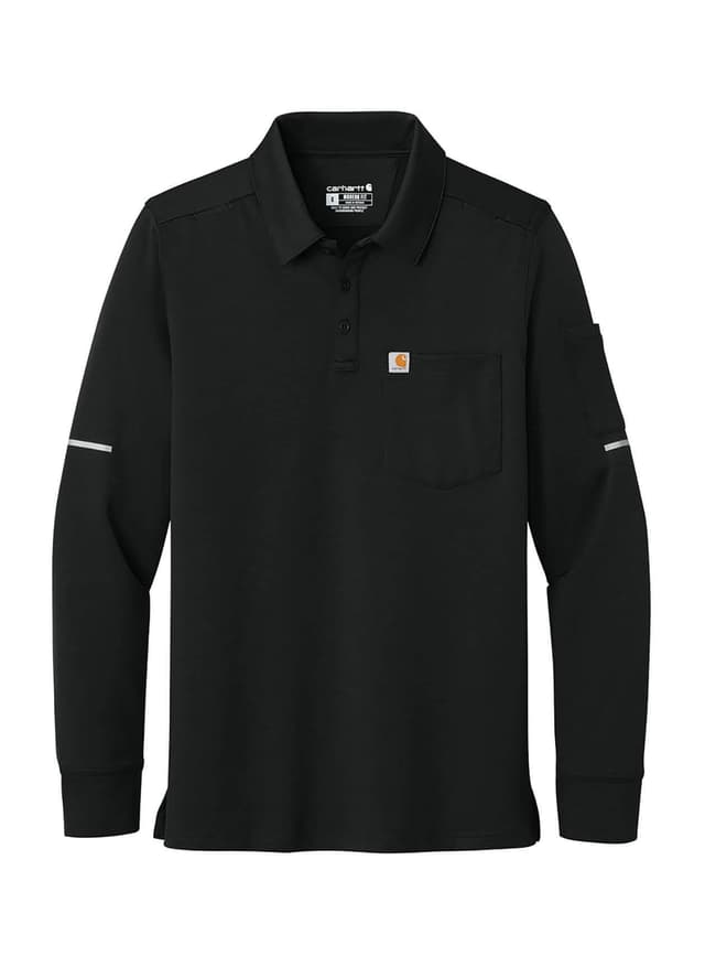 Carhartt Men's FLD & RSCU Long Sleeve Polo - Black 3XL