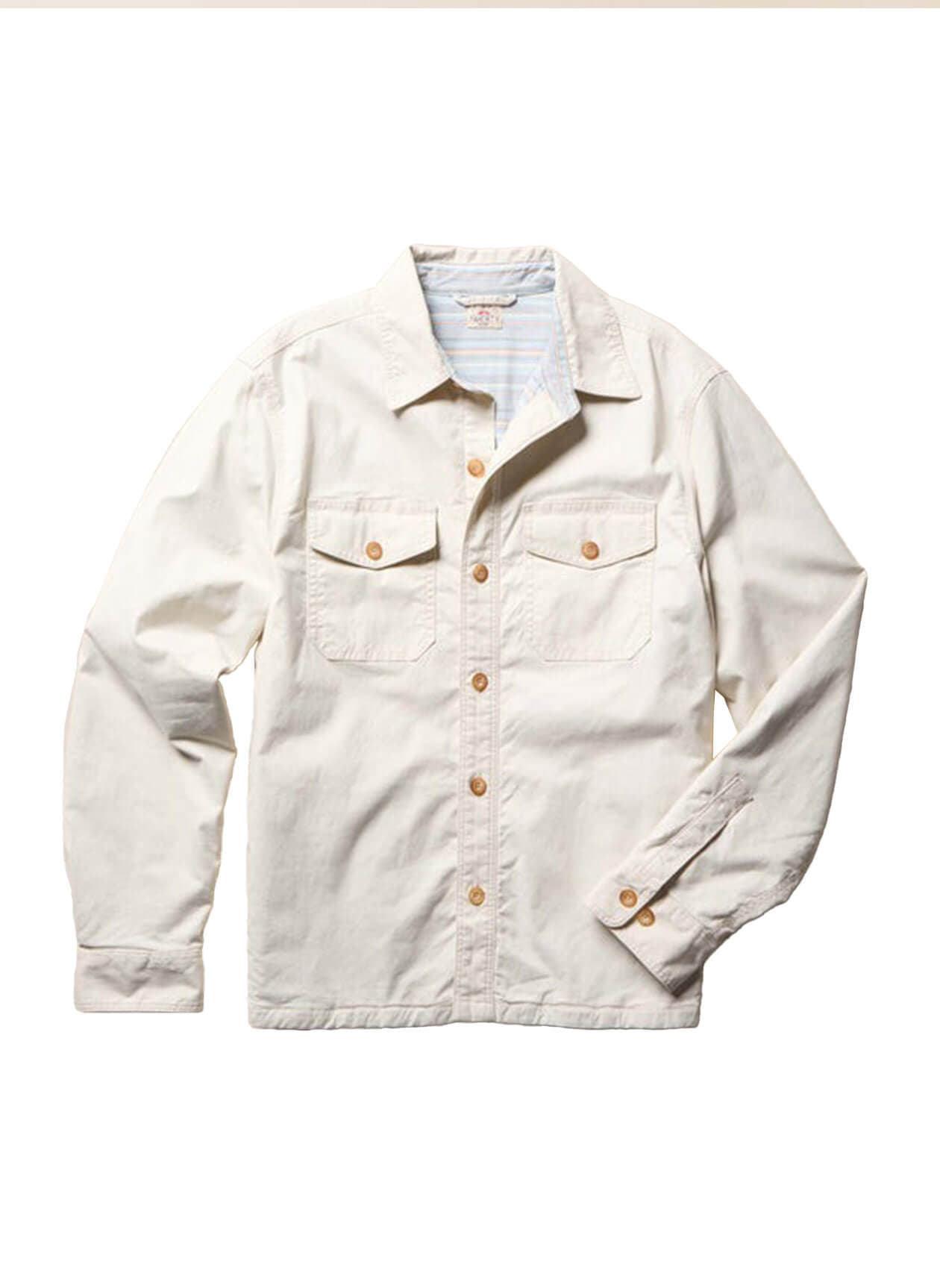 Faherty Men's Lakeside CPO Shirt - White LG