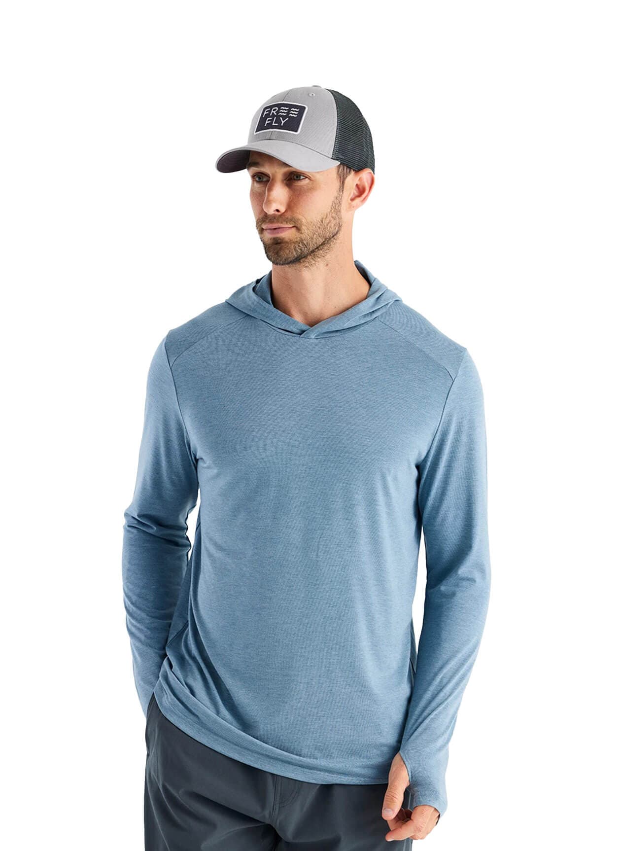 Free Fly Men's Bamboo Shade Hoodie - Heather Slate Blue 3XL