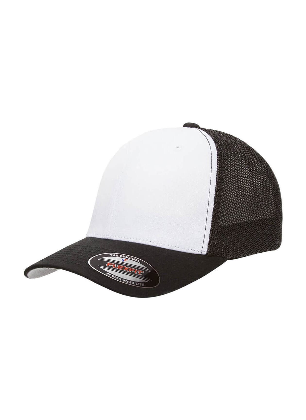 Yupoong Flexfit Trucker Mesh with White Front Panels Hat - Black MISC