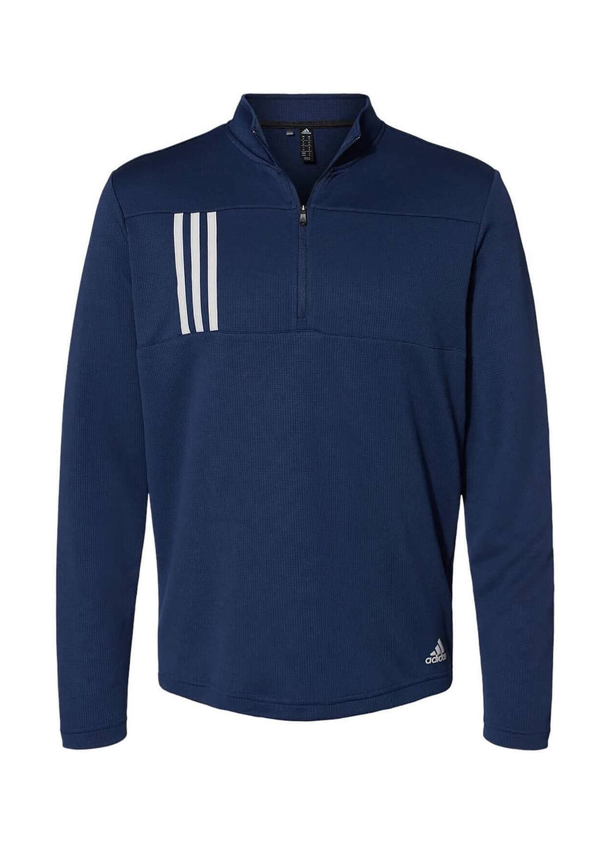 Adidas Men's 3-Stripes Double Knit Quarter-Zip Pullover - Navy,Light Grey 3XL
