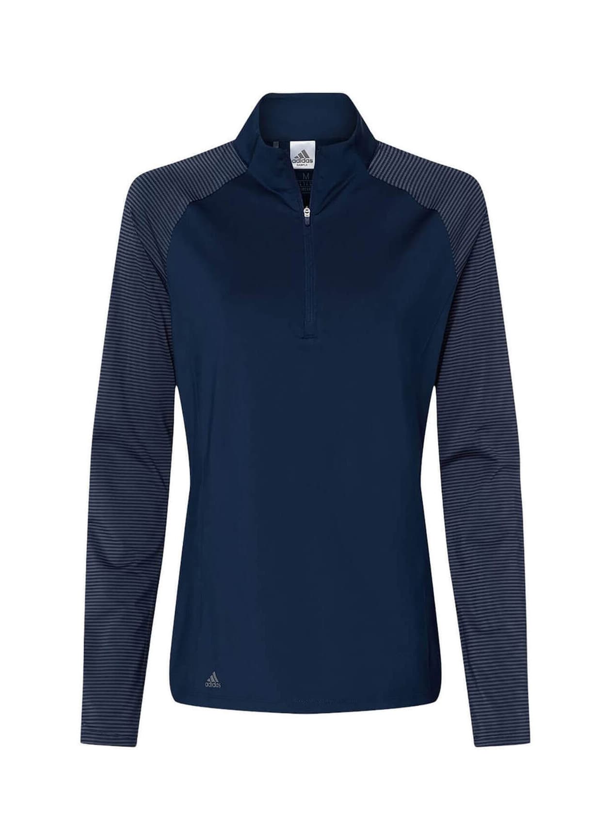 Adidas Women's Stripe Block Quarter-Zip - Navy 3XL