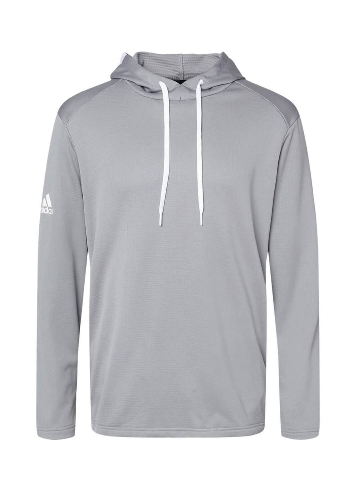 Adidas Men's Textured Mixed Media Hooded Sweatshirt - Light Grey 3XL