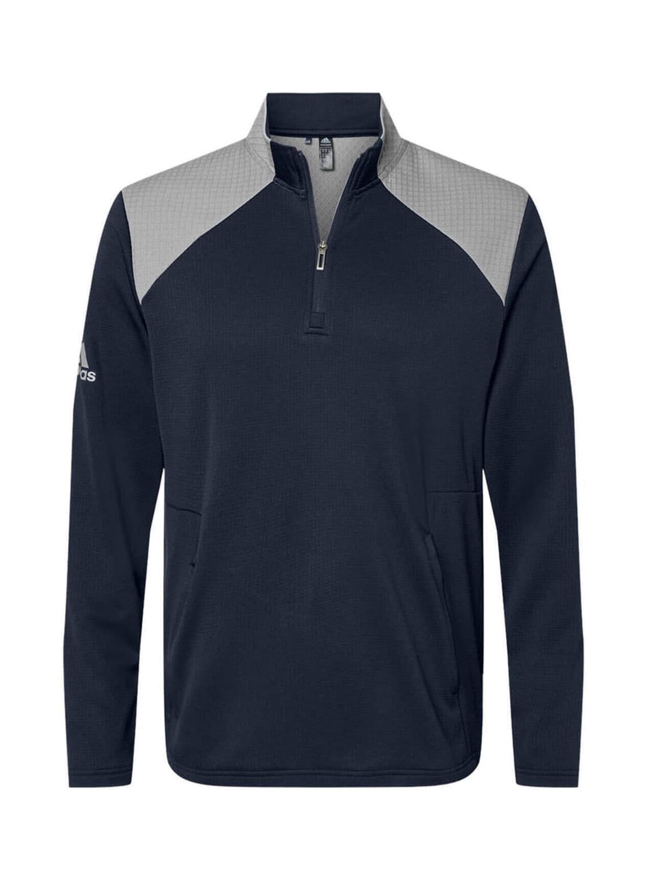 Adidas Men's Textured Mixed Media Quarter-Zip - Navy 3XL