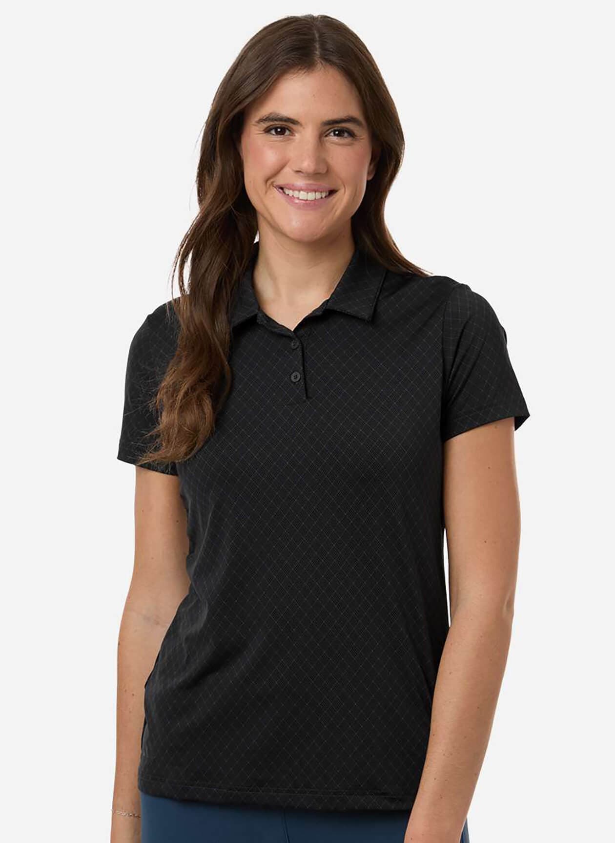 Adidas Women's 4-Way Stretch Printed Polo - Black 3XL