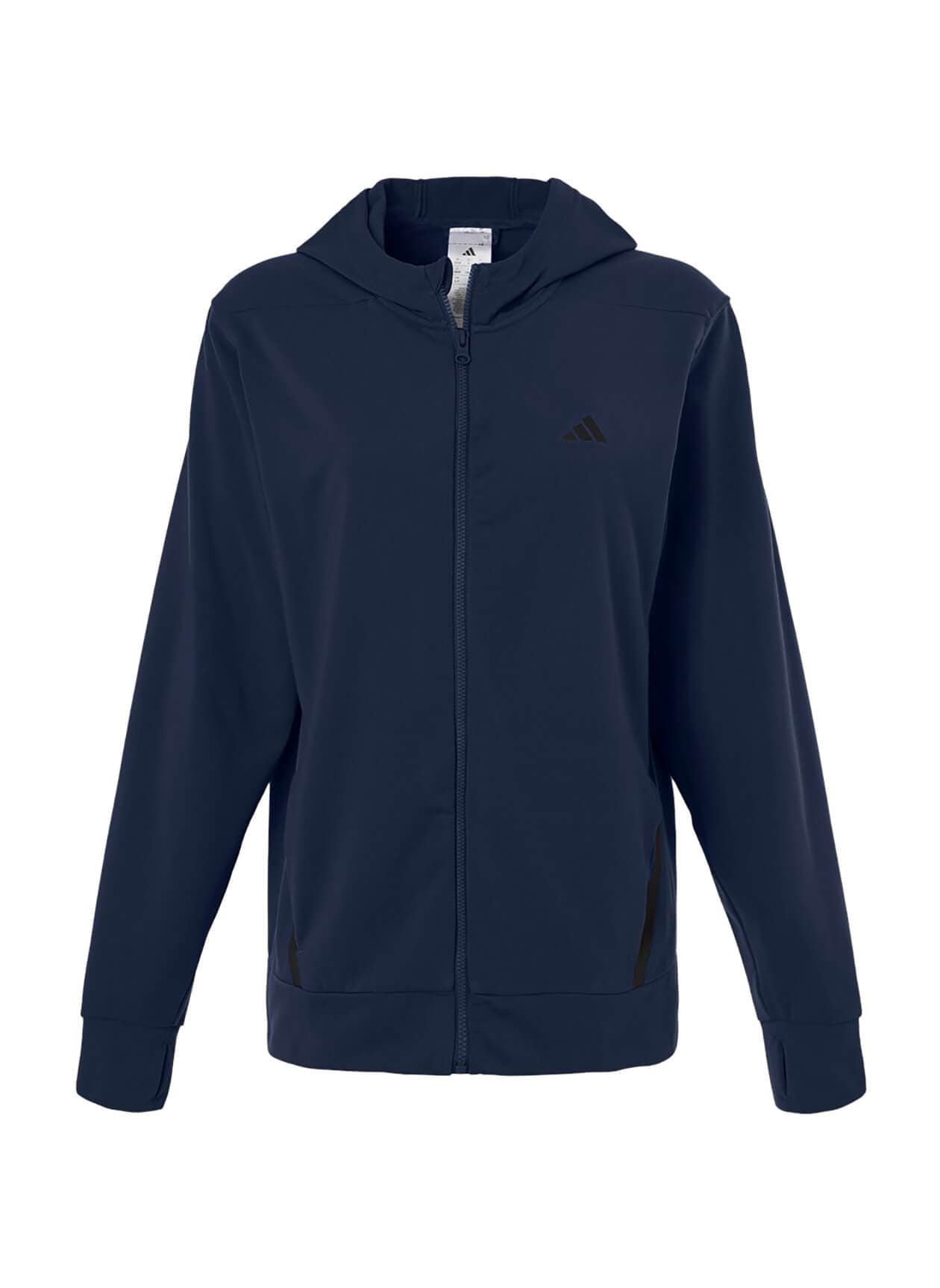 Adidas Women's Game & Go Fleece Full-Zip Hooded Sweatshirt - Navy LG