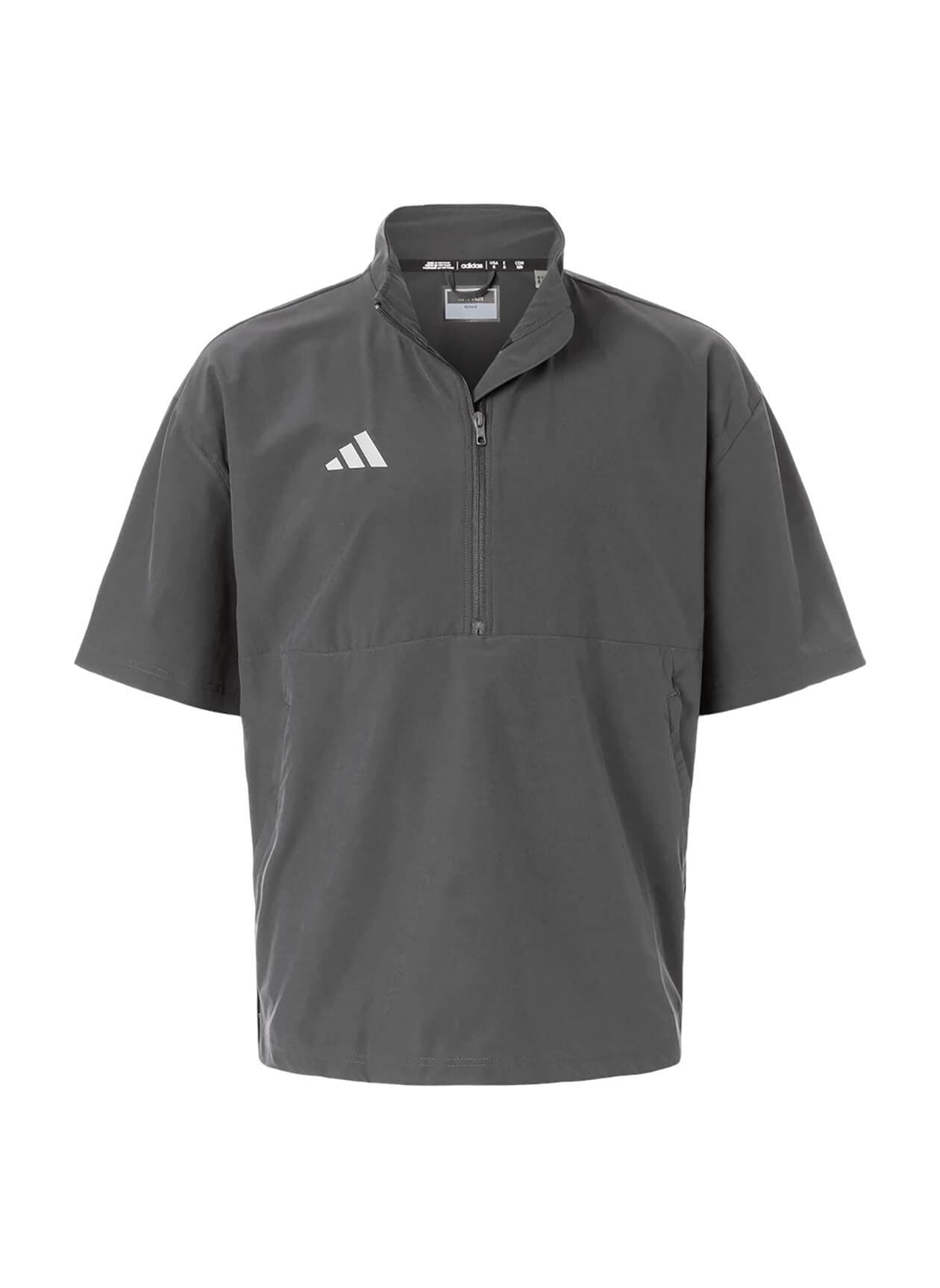 Adidas Men's Short Sleeve Quarter-Zip Pullover - Dark Grey 3XL