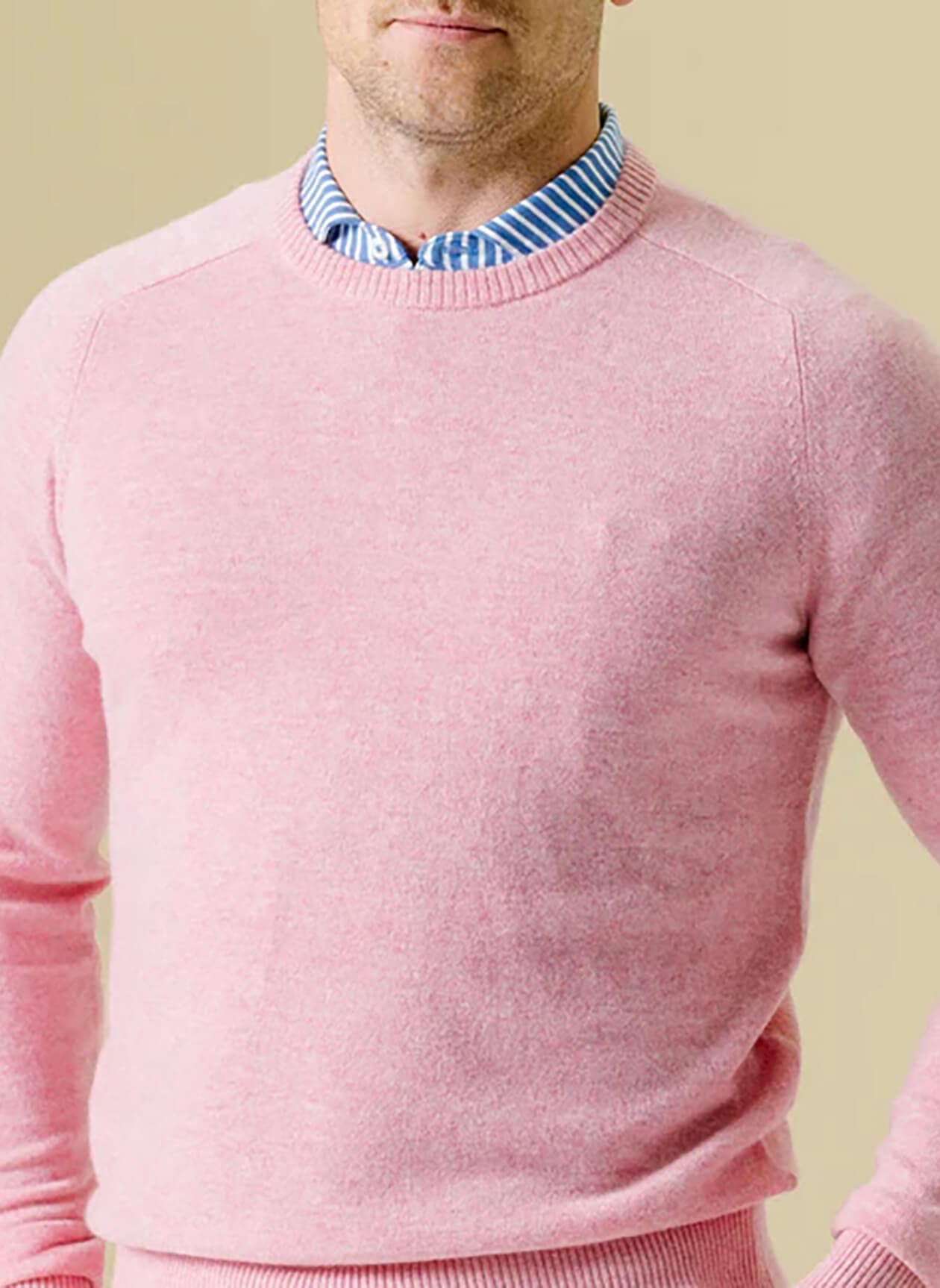 B. Draddy Men's 007 Cashmere Crewneck - Pink Heather LG