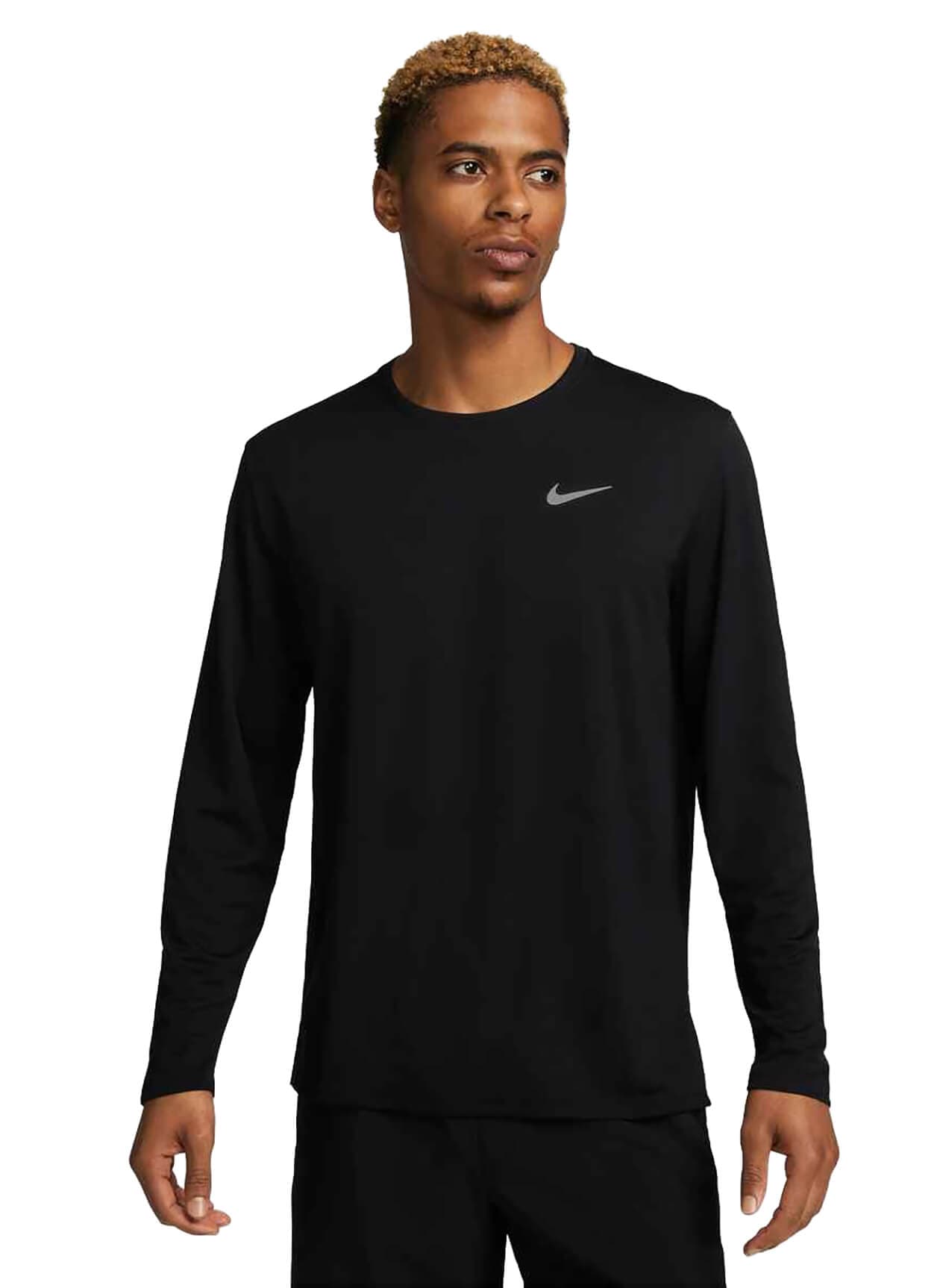 Nike Men's Miler Long-Sleeve T-Shirt - Black LG