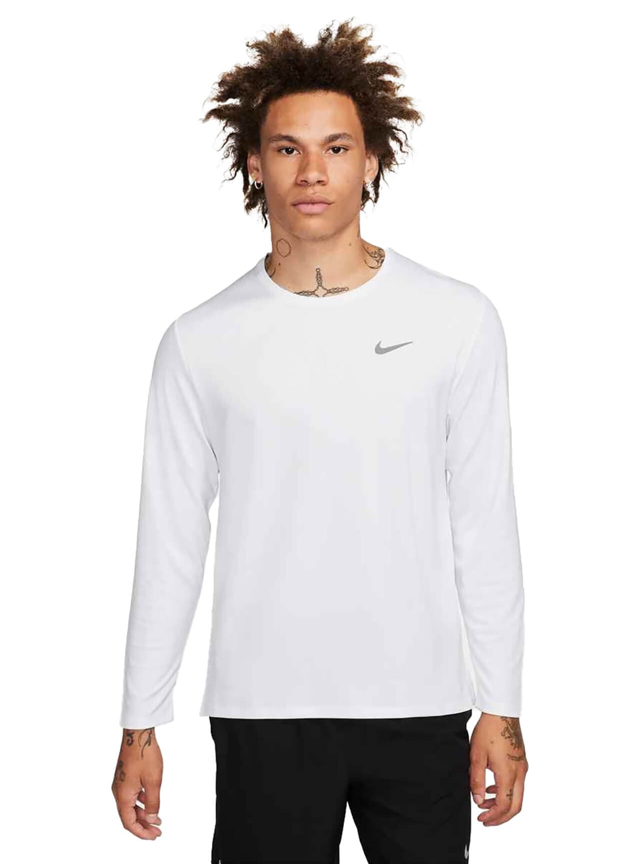 Nike Men's Miler Long-Sleeve T-Shirt - White LG