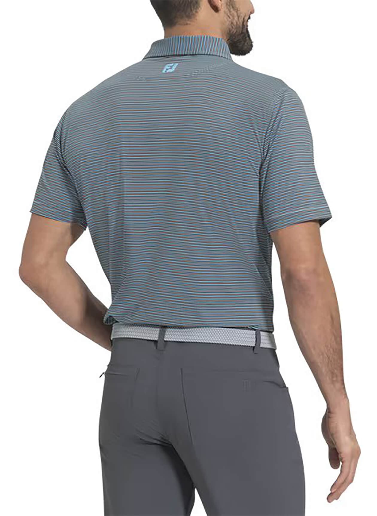 FootJoy Men's Smooth Stripe Polo - Black / Grey / Light Blue 3XL