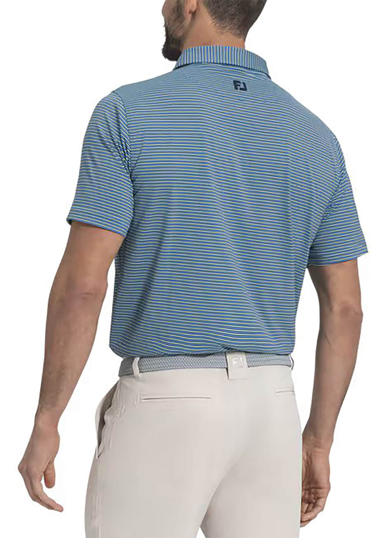 FootJoy Men's Smooth Stripe Polo - Navy / Mint / Blue 3XL
