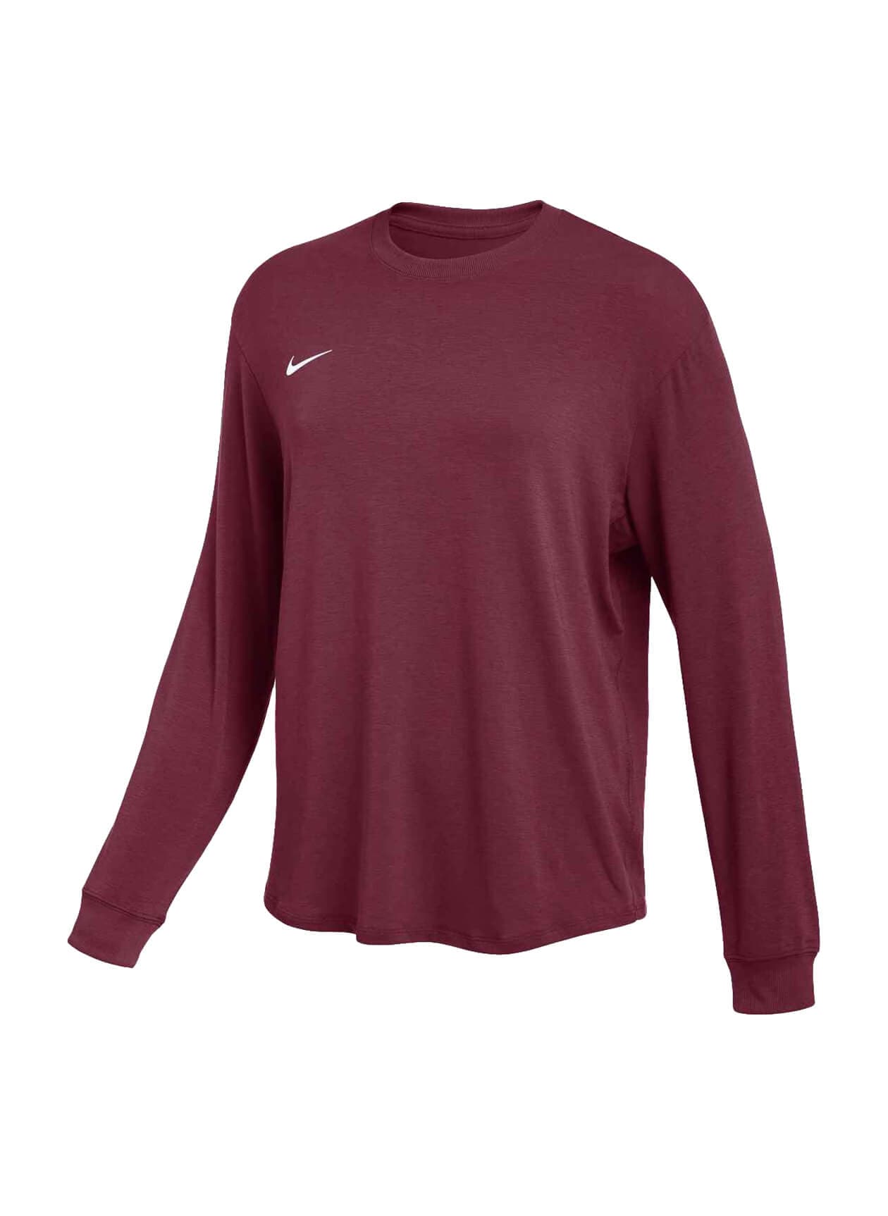 Nike Women's Relaxed Long-Sleeve T-Shirt - Team Maroon / White (610) LG