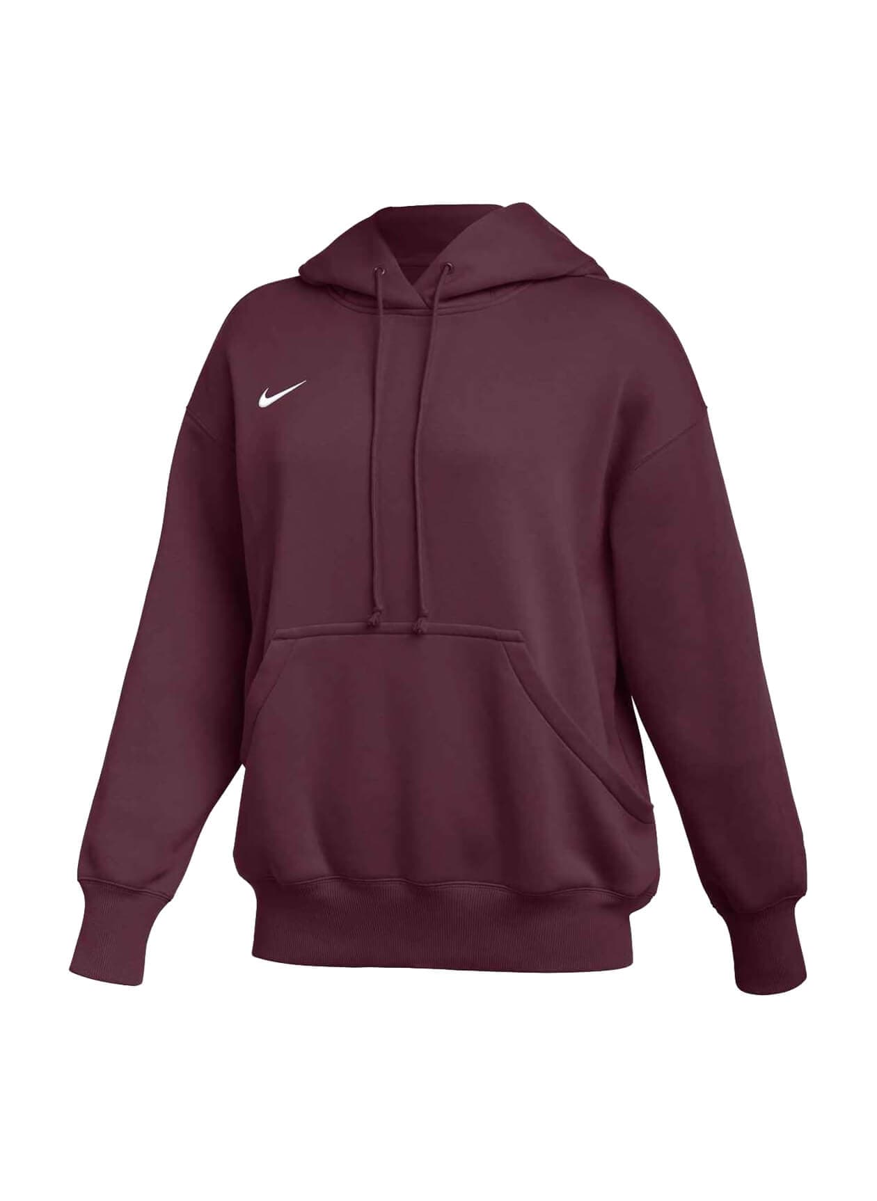 Nike Women's Phoenix Fleece Hoodie - Deep Maroon / White LG