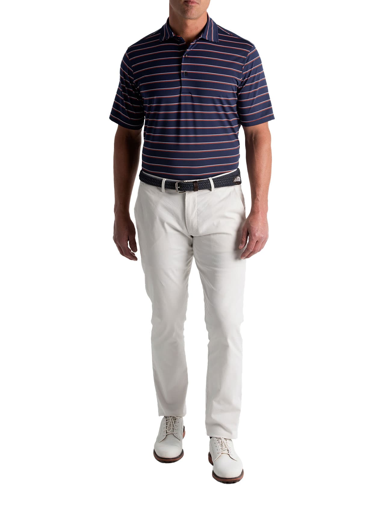 Fairway & Greene Men's St. Tropez Stripe Polo - Navy LG
