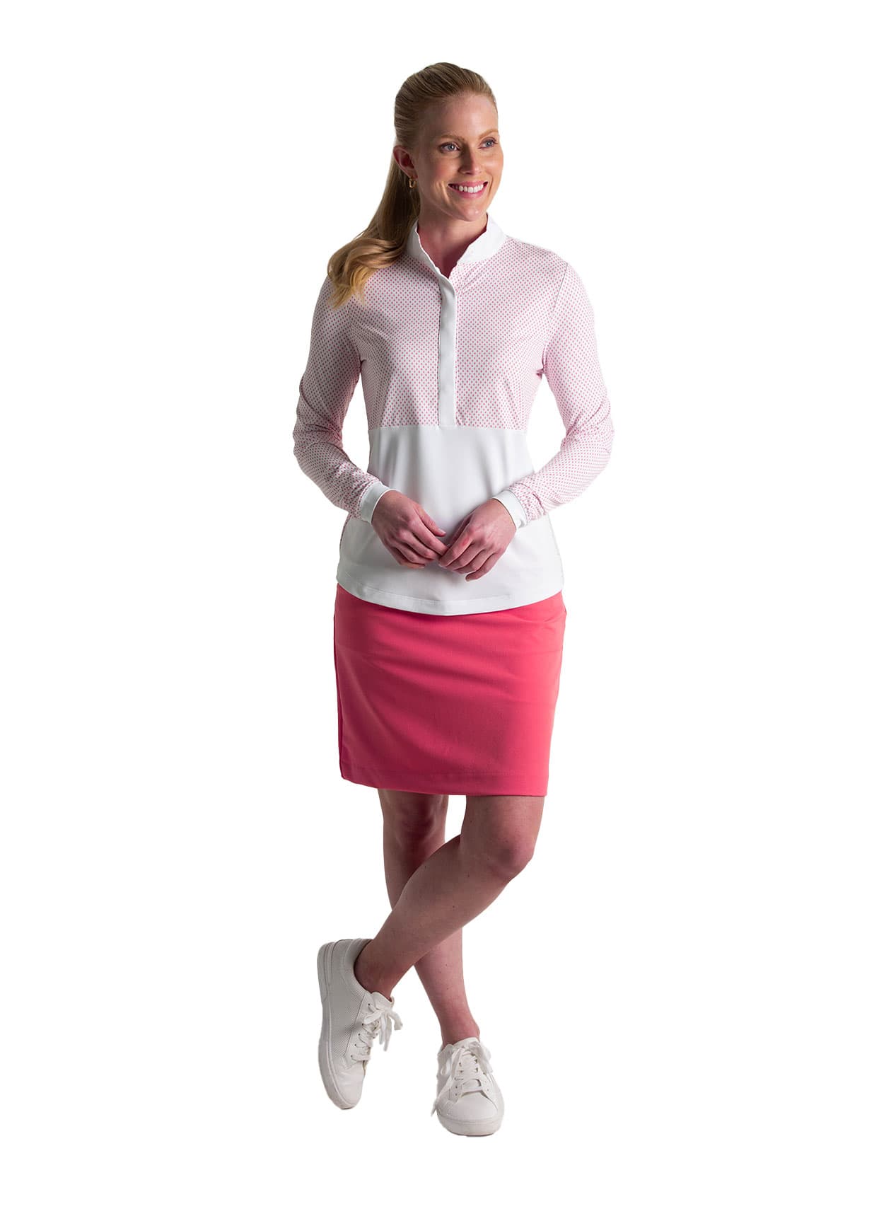 Fairway & Greene Women's Fallon Snap Mock Neck - Pink LG