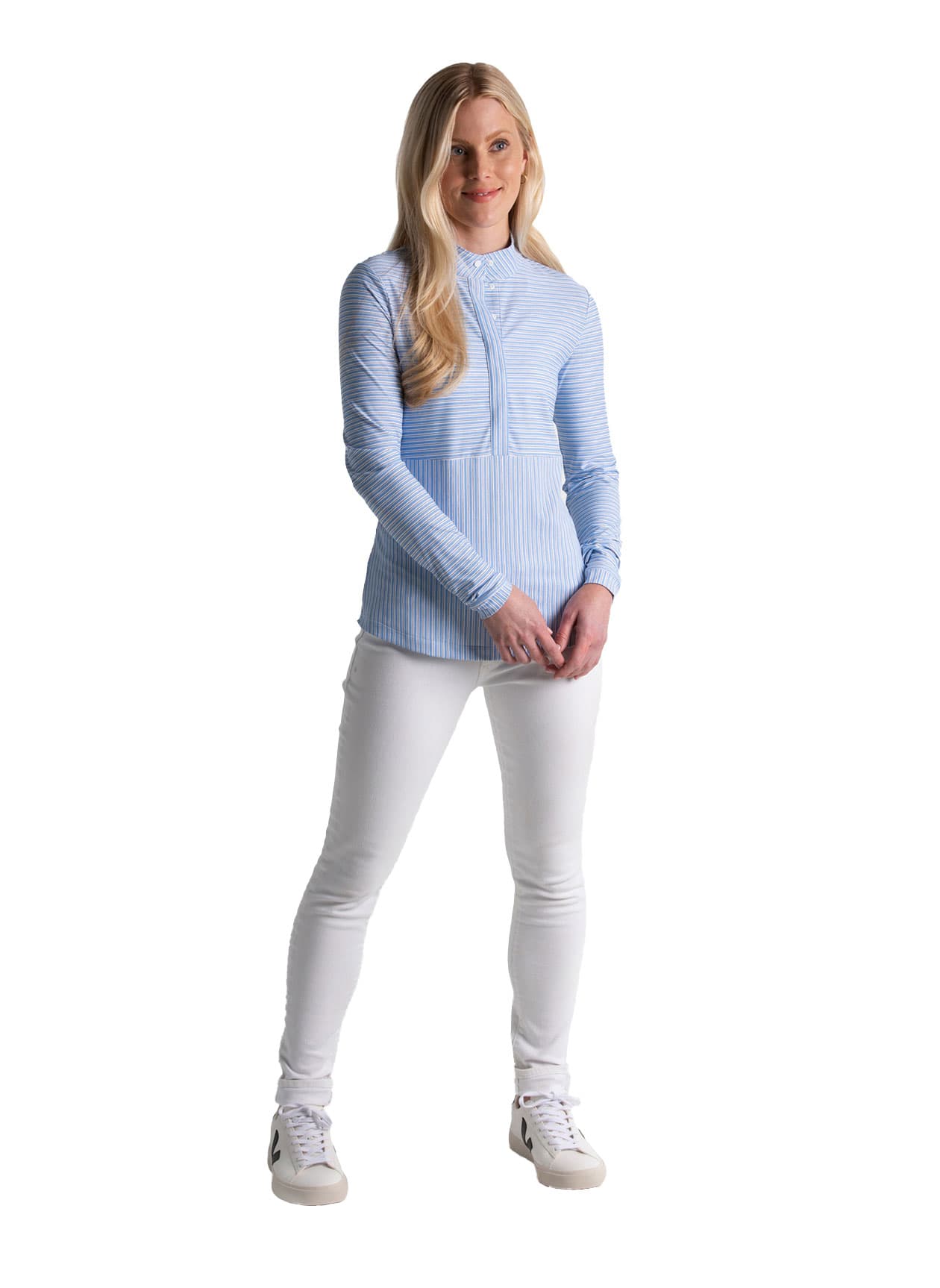 Fairway & Greene Women's Fallon Snap Mock Neck - Cyan LG