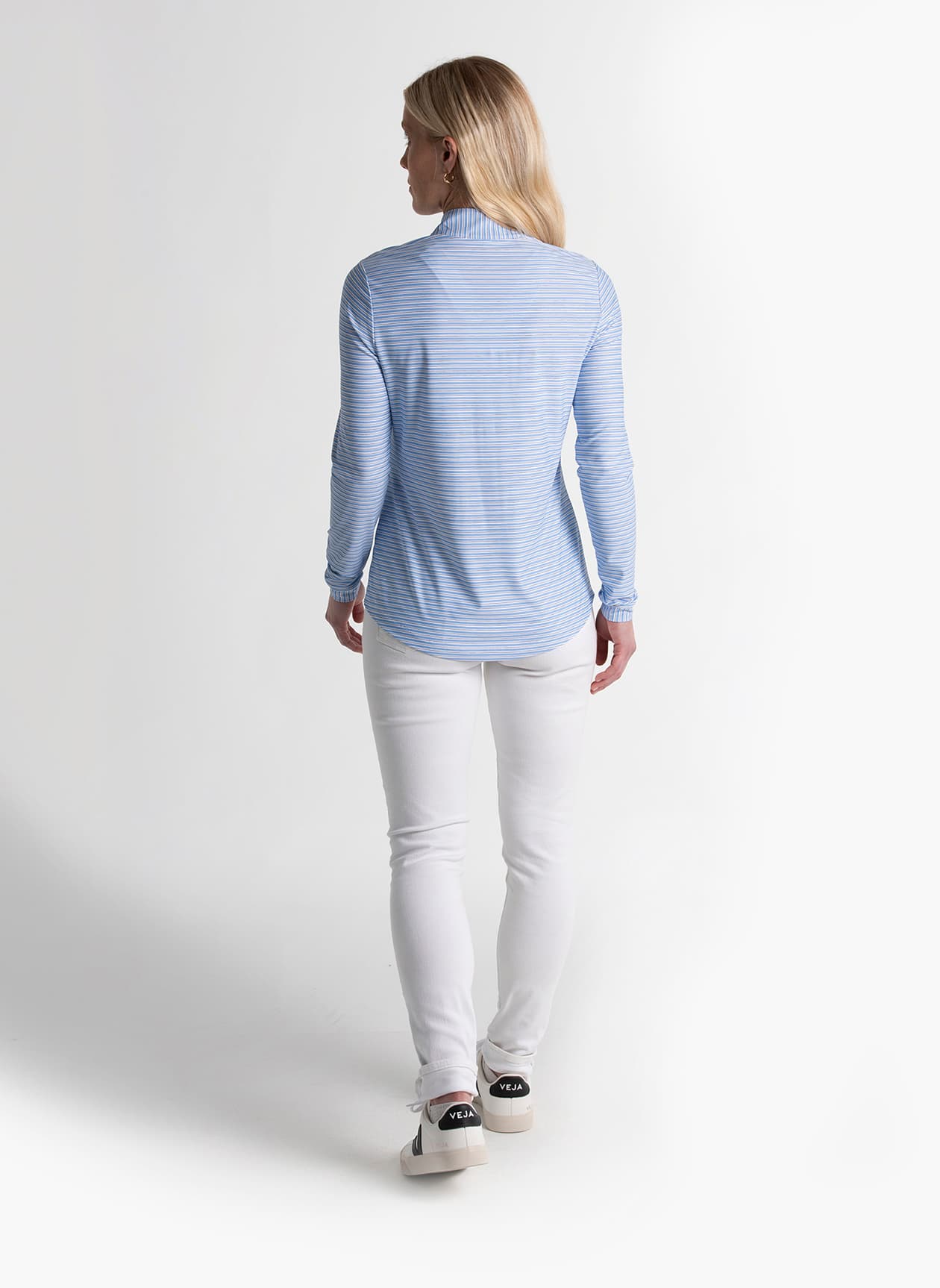Fairway & Greene Women's Fallon Snap Mock Neck - Cyan LG
