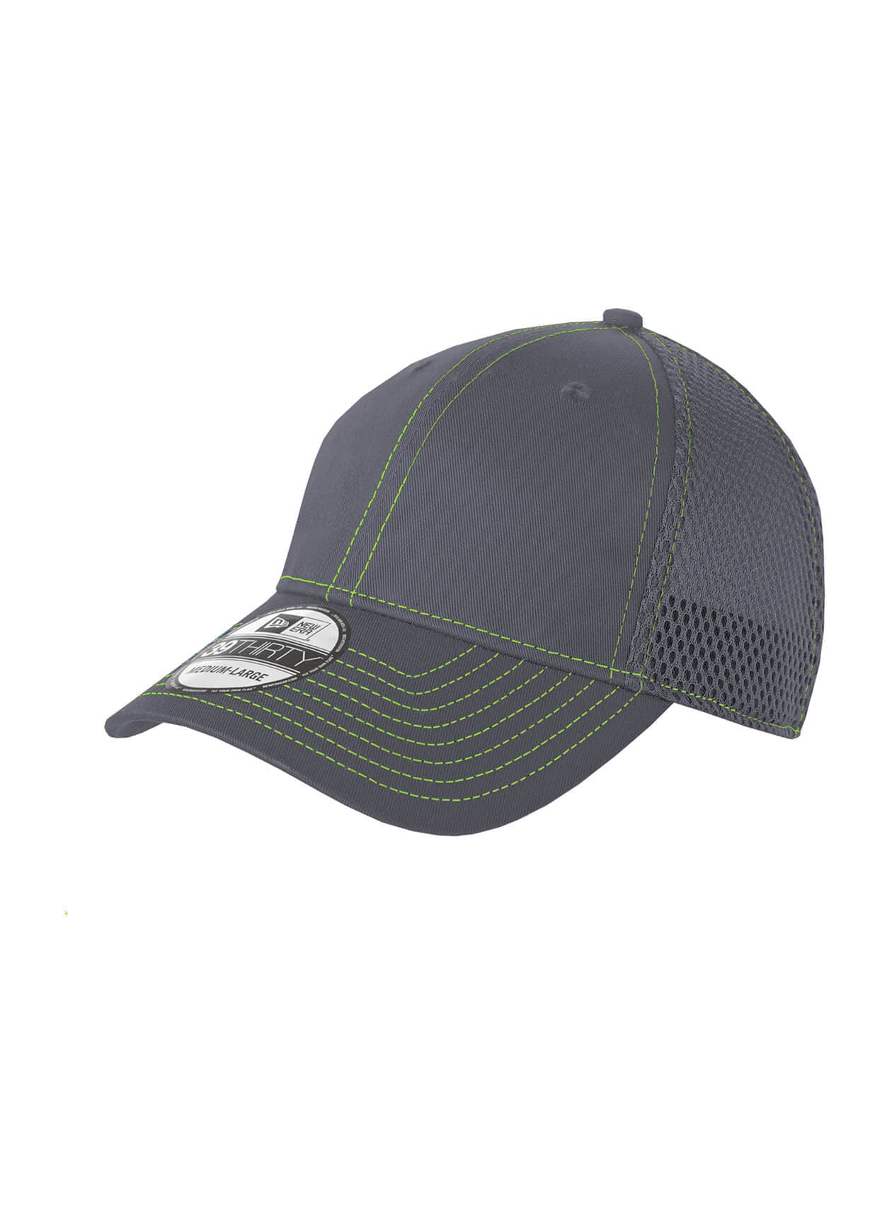 New Era Stretch Mesh Contrast Stitch Hat - Graphite / Cyber Green LG/XL