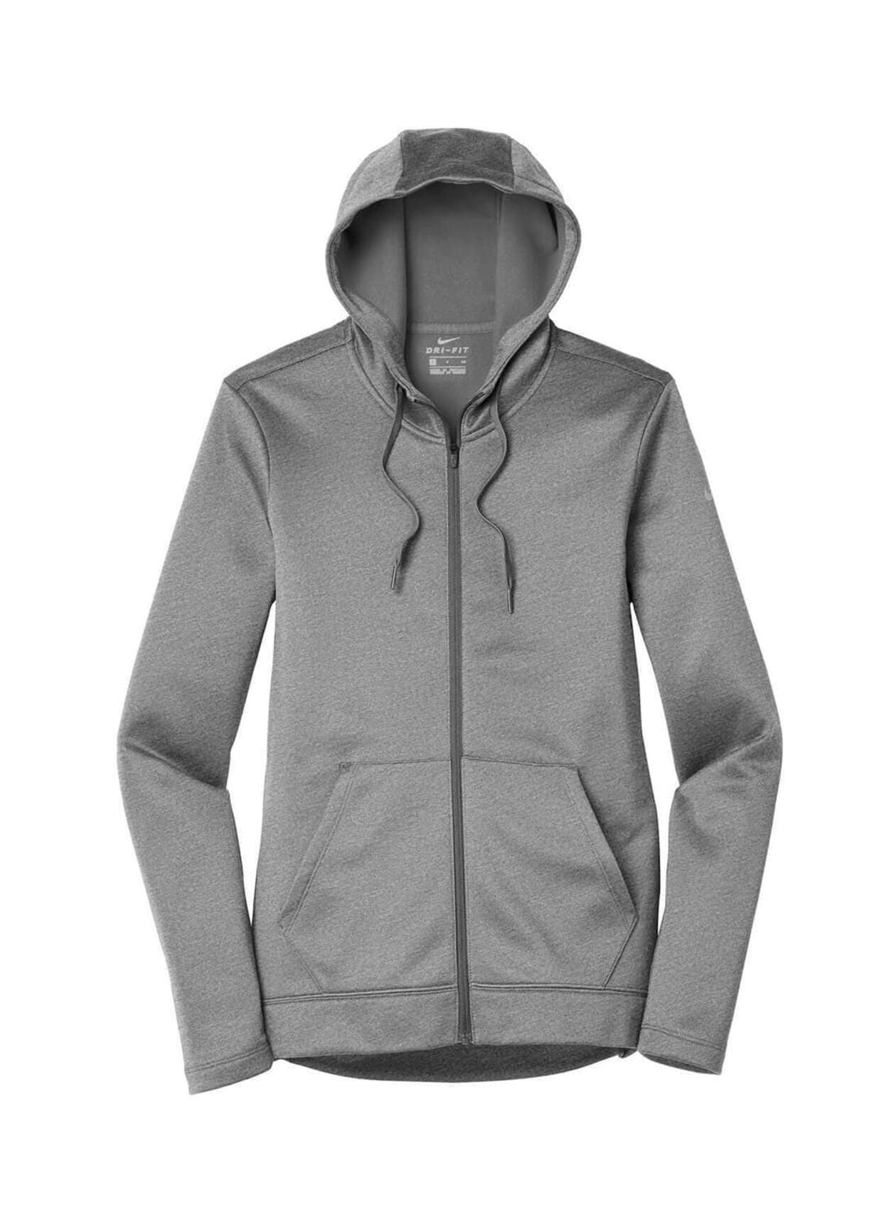 Nike Women's Therma-Fit Full-Zip Fleece Hoodie - Dark Grey Heather (DGR) LG