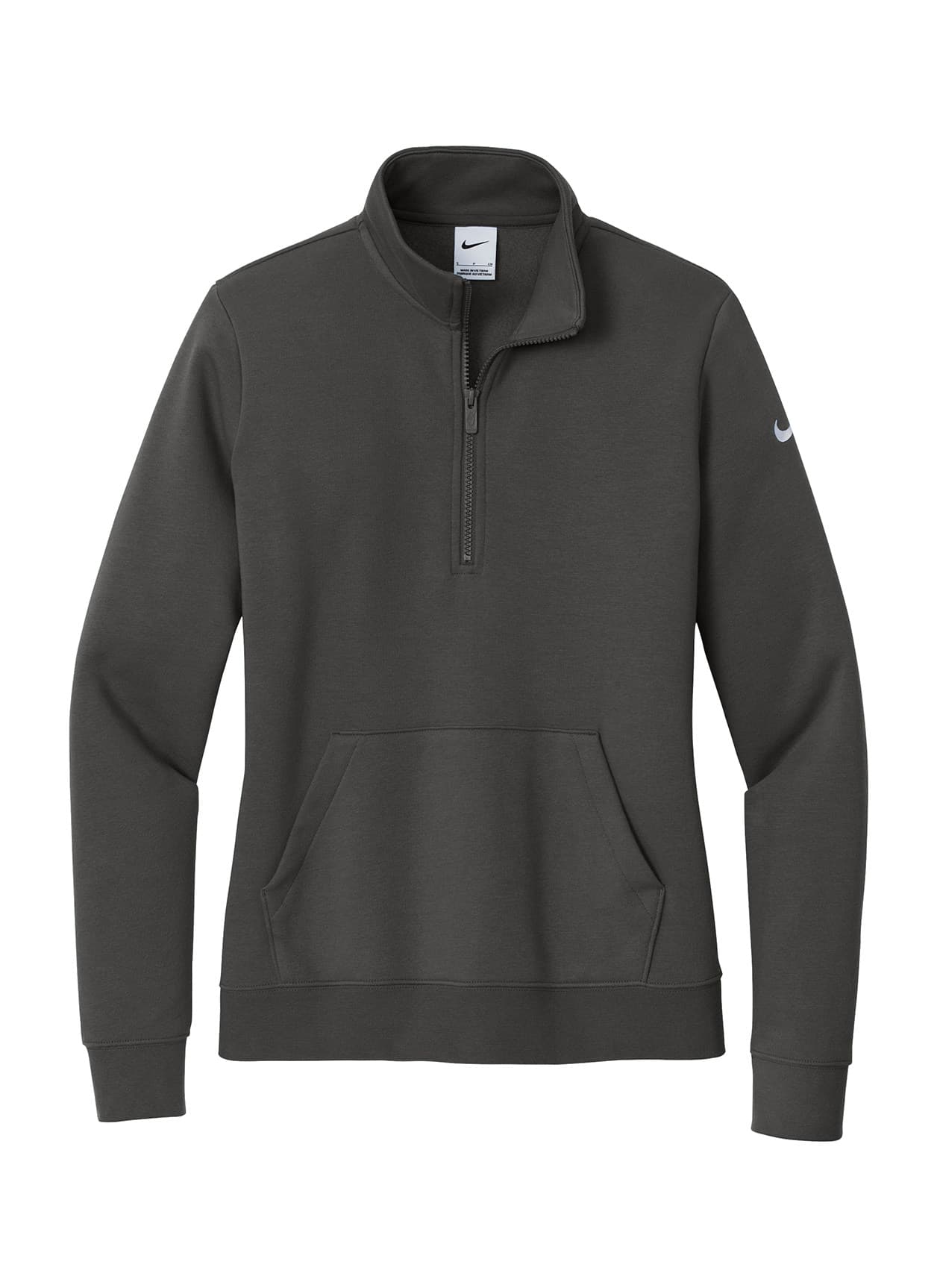 Nike Women's Club Fleece Sleeve Swoosh 1/2-Zip - Anthracite (ANT) LG
