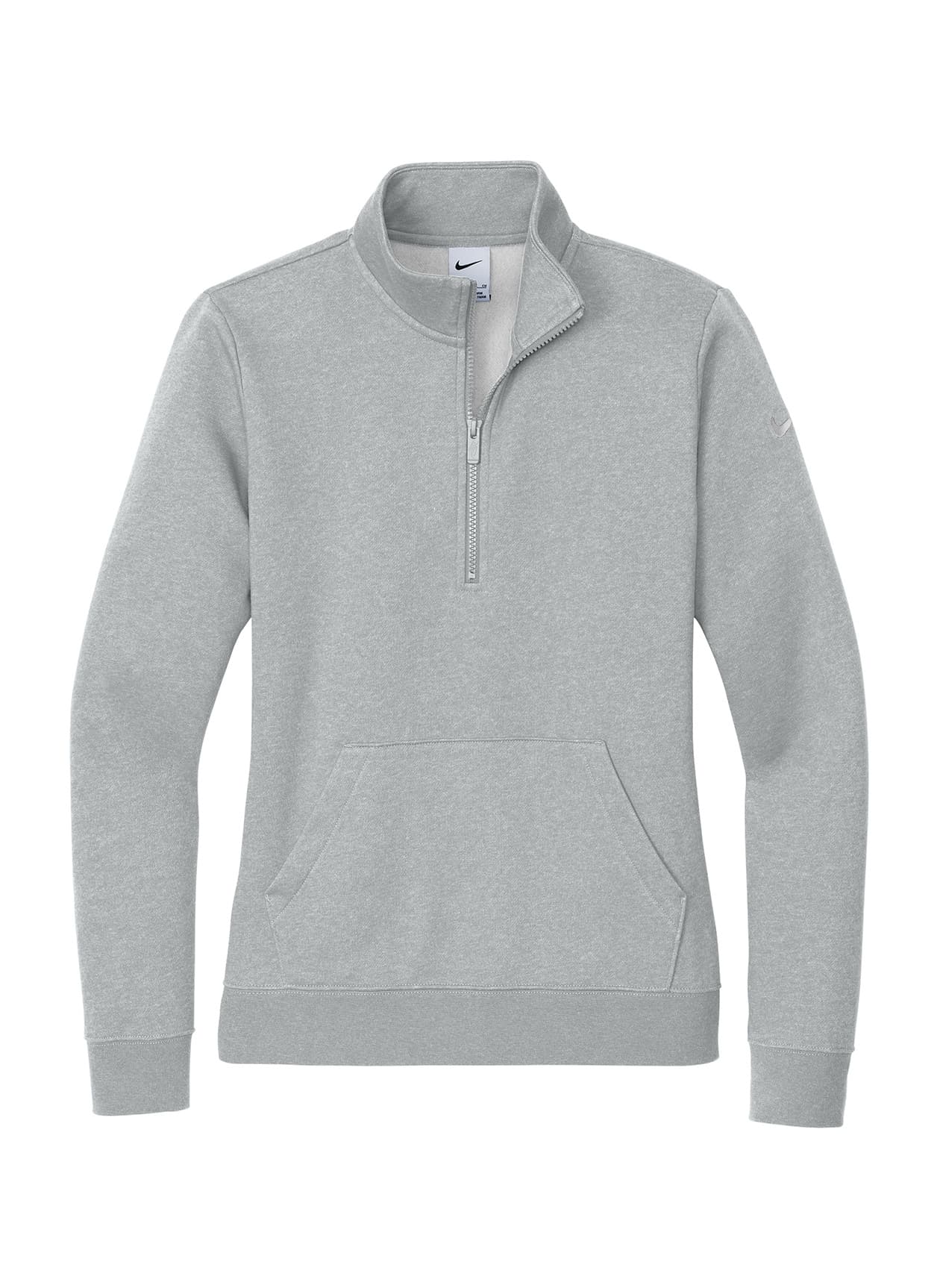 Nike Women's Club Fleece Sleeve Swoosh 1/2-Zip - Dark Grey Heather (DGH) LG