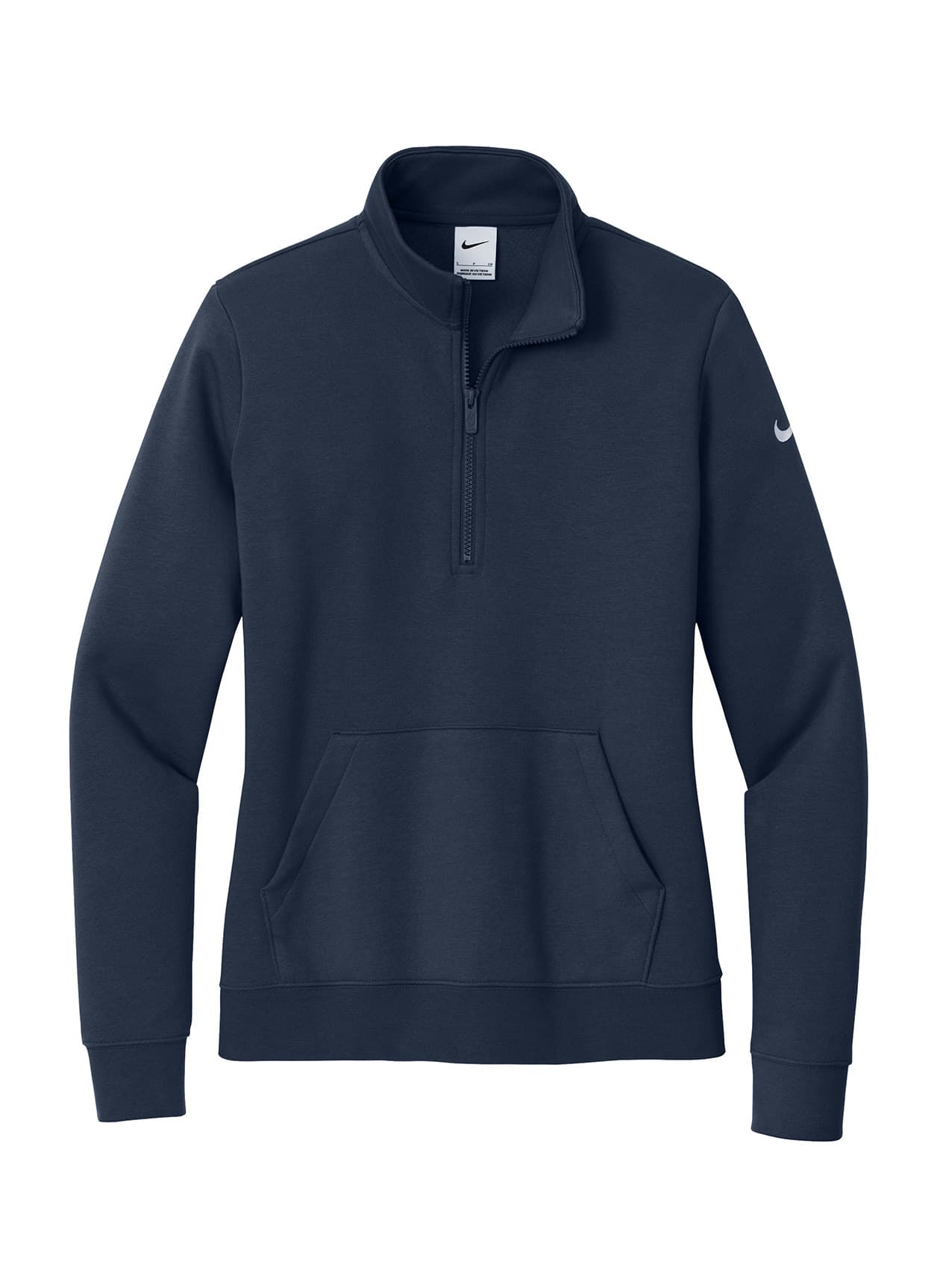 Nike Women's Club Fleece Sleeve Swoosh 1/2-Zip - Navy LG