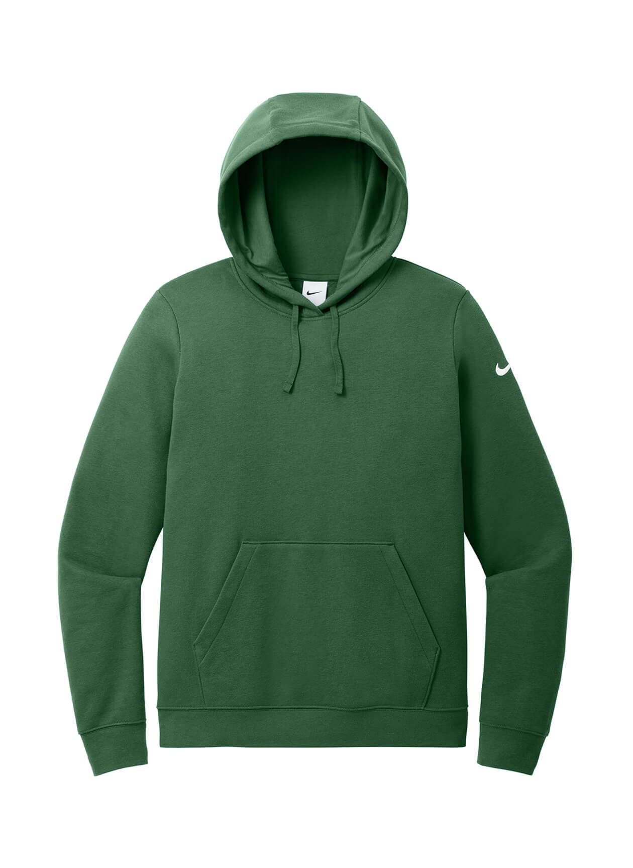 Nike Women's Club Fleece Sleeve Swoosh Pullover Hoodie - Green LG