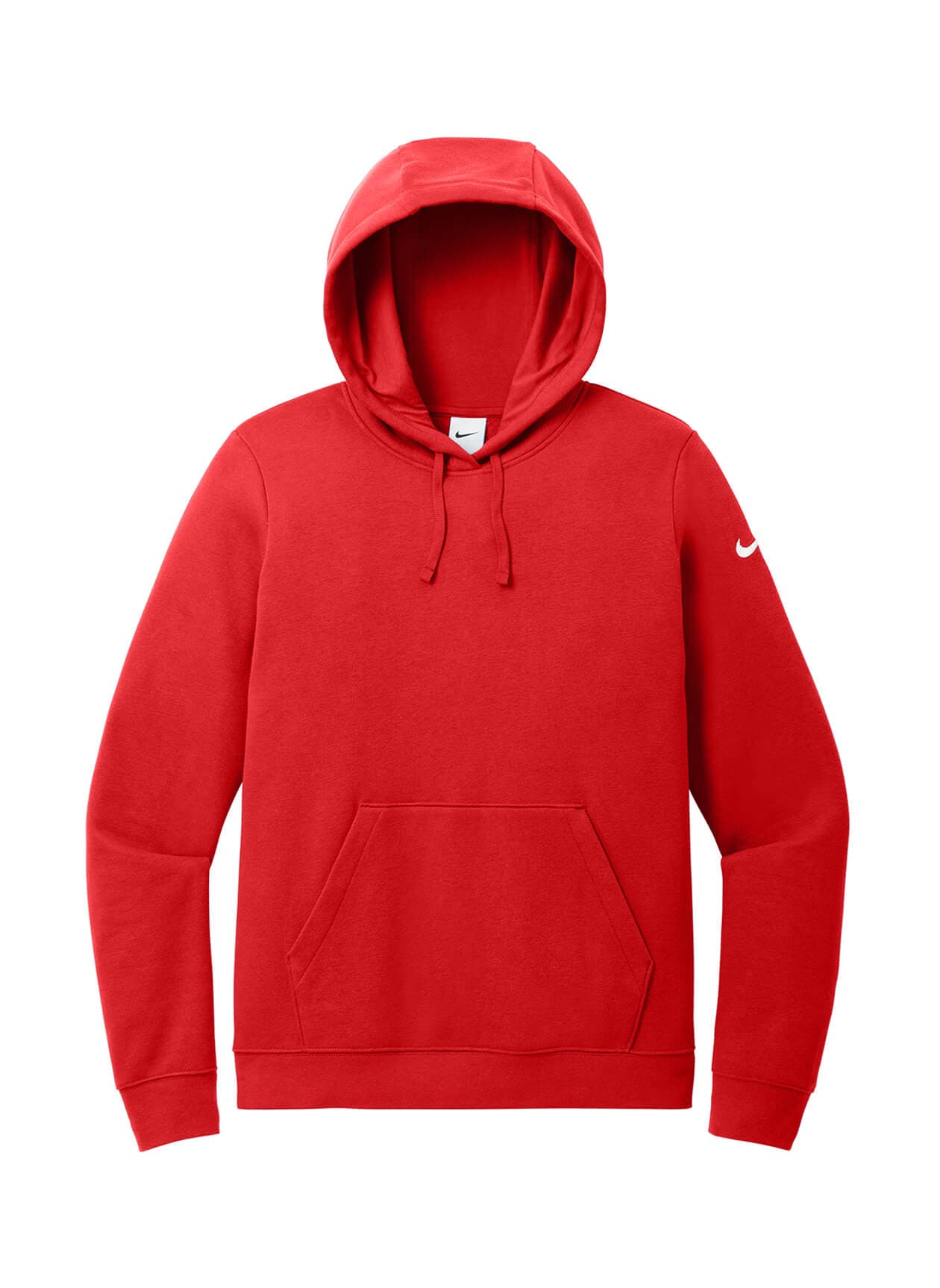 Nike Women's Club Fleece Sleeve Swoosh Pullover Hoodie - Red LG