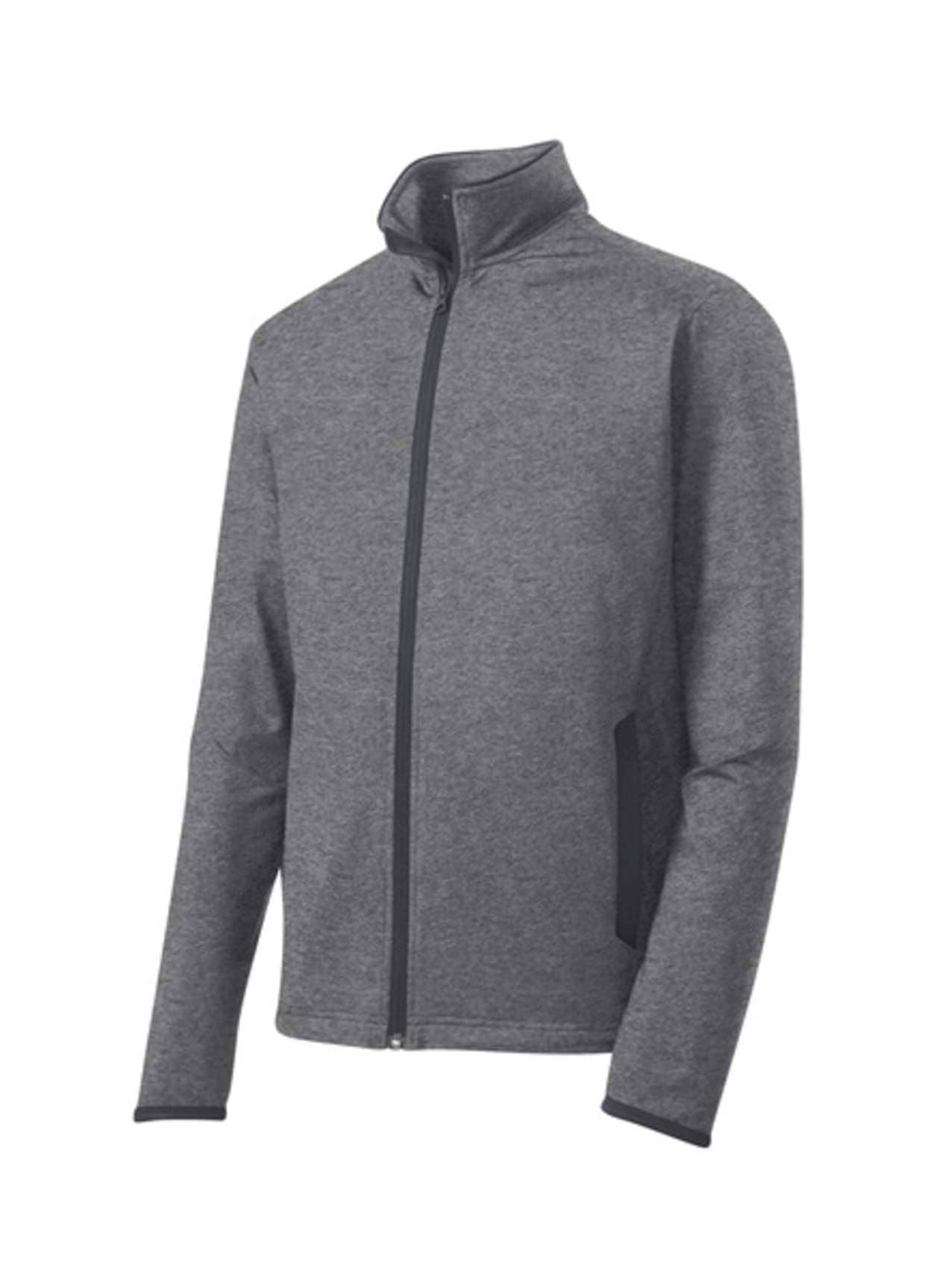 Sport-Tek Men's Sport-Wick Stretch Contrast Jacket - Charcoal Grey Heather / Charcoal Grey 3XL