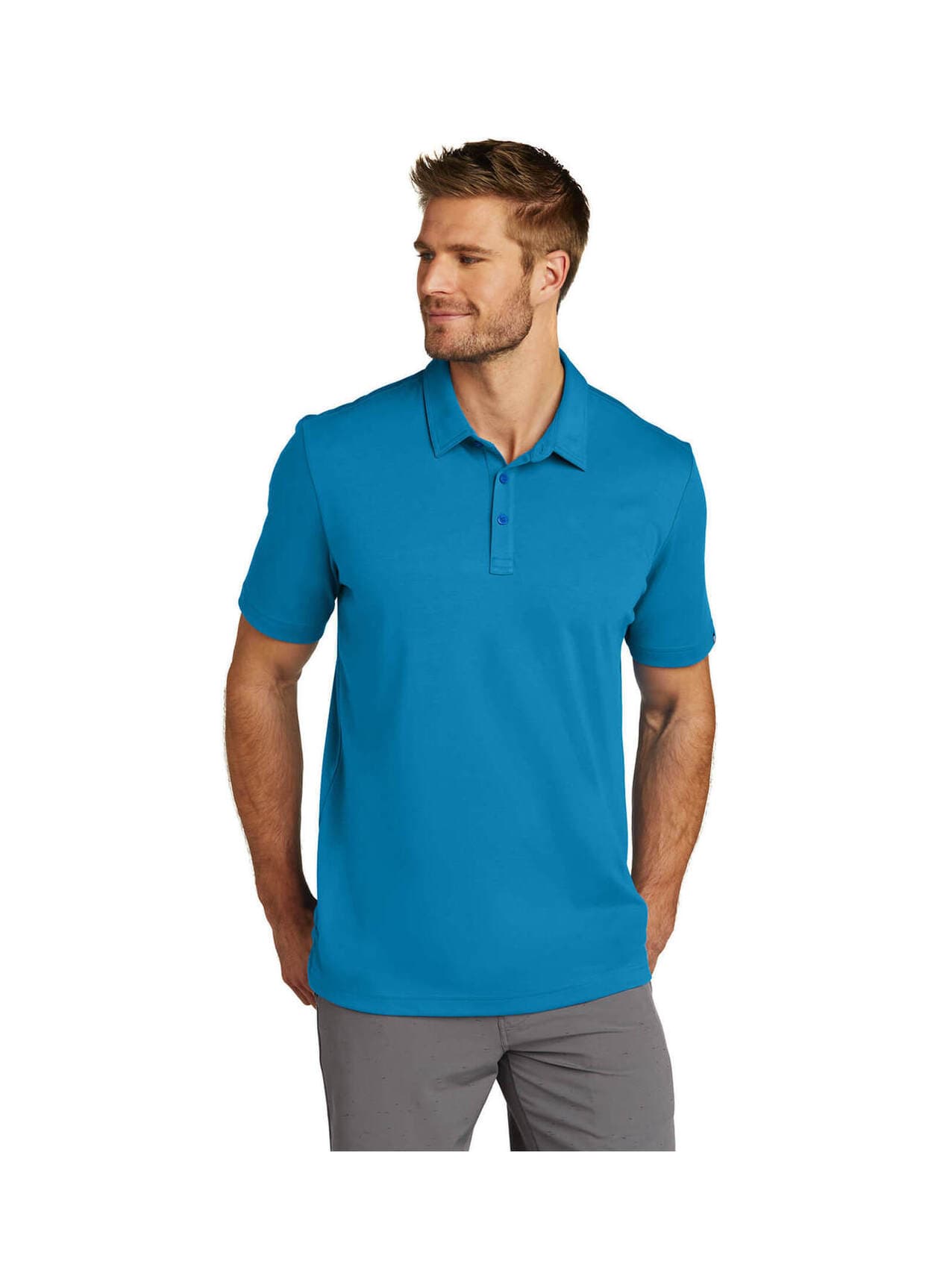 TravisMathew Men's Oceanside Solid Polo - Cyan 3XL