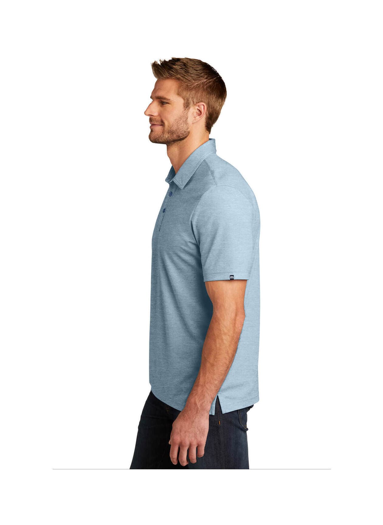 TravisMathew Men's Oceanside Heather Polo - Cyan 3XL