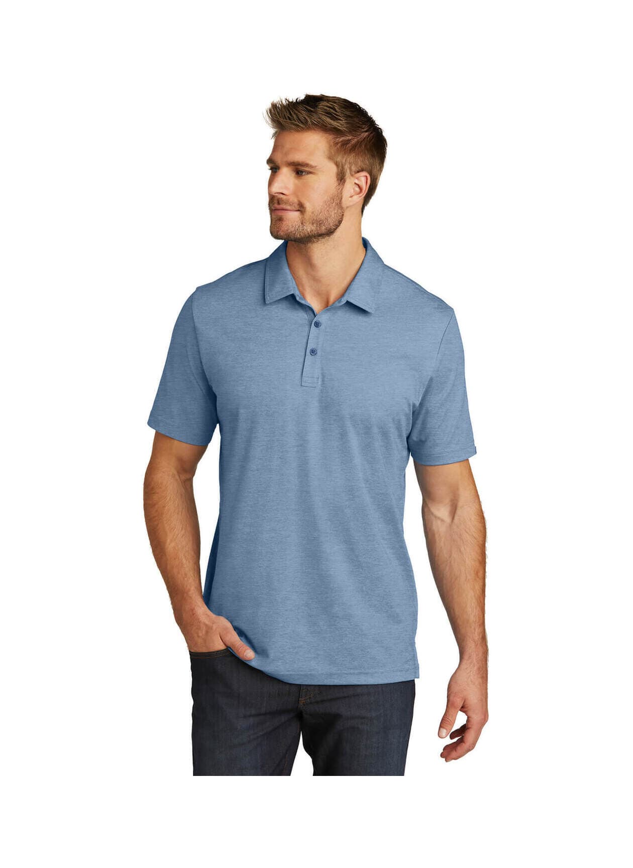 TravisMathew Men's Oceanside Heather Polo - Blue 3XL