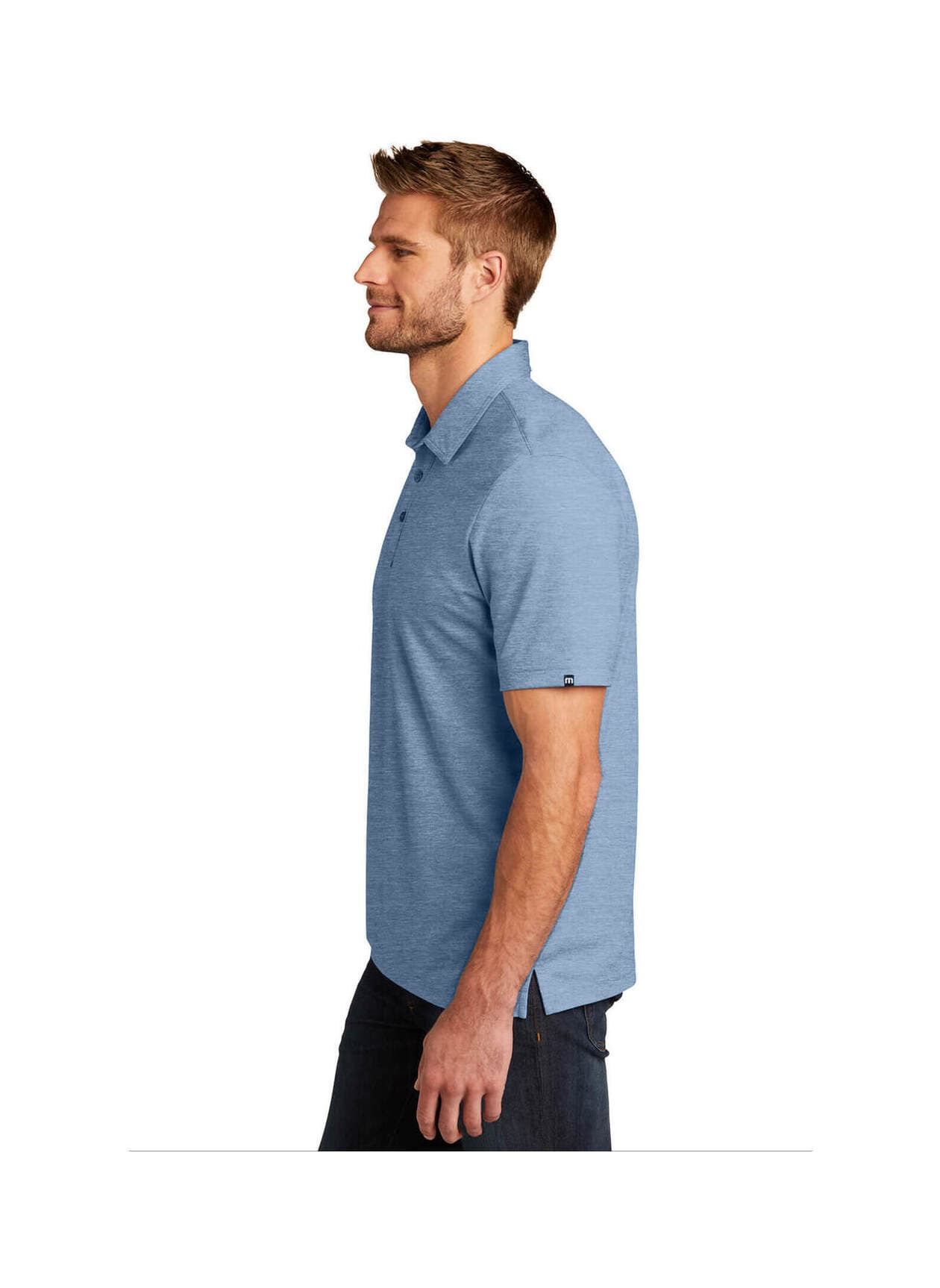 TravisMathew Men's Oceanside Heather Polo - Blue 3XL
