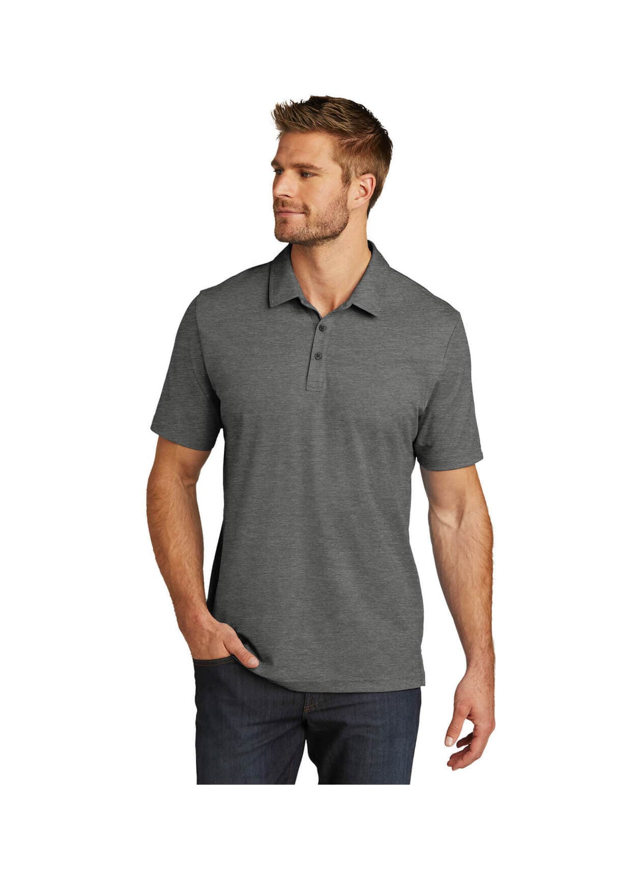 TravisMathew Men's Oceanside Heather Polo - Dark Grey 3XL