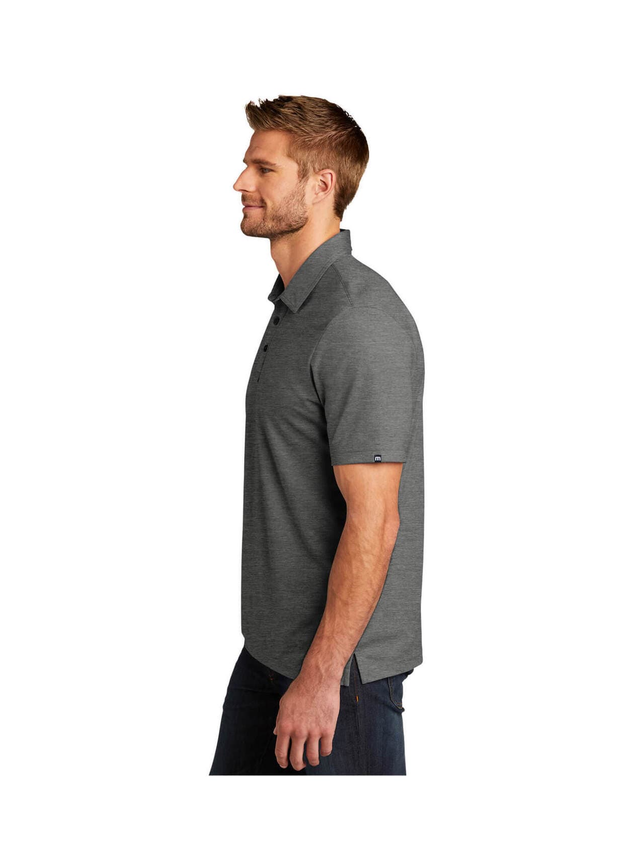 TravisMathew Men's Oceanside Heather Polo - Dark Grey 3XL