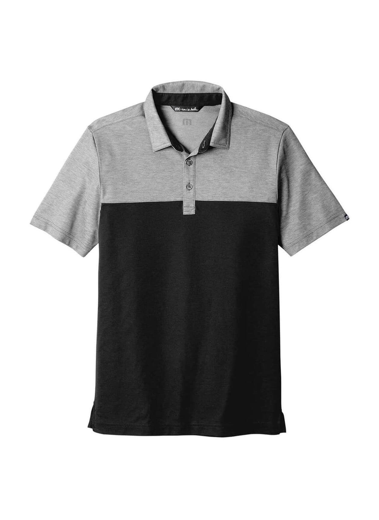 TravisMathew Men's Oceanside Blocked Polo - Black,Light Grey 3XL
