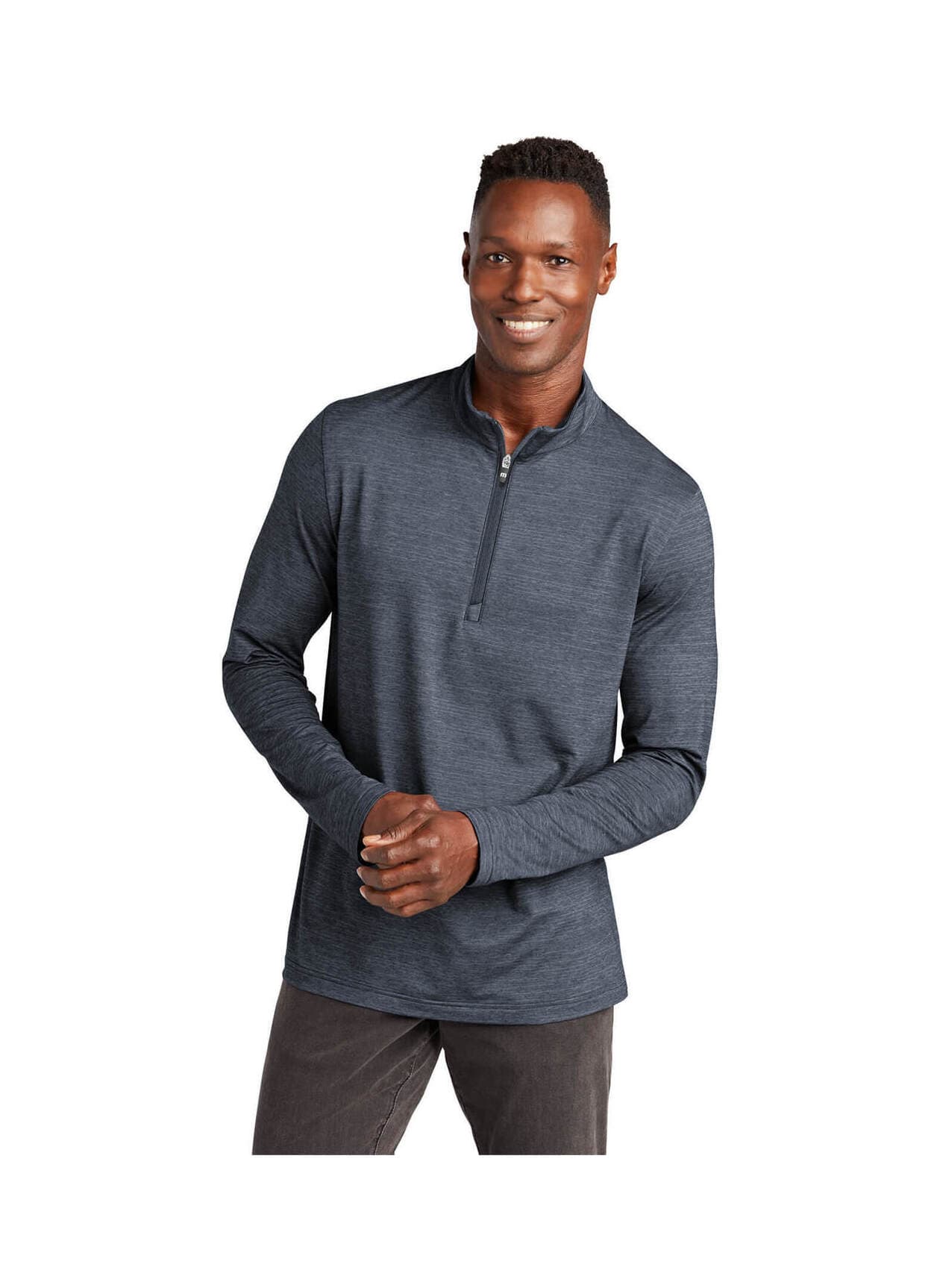 TravisMathew Men's Crestview Quarter-Zip - Vintage Indigo Heather 3XL