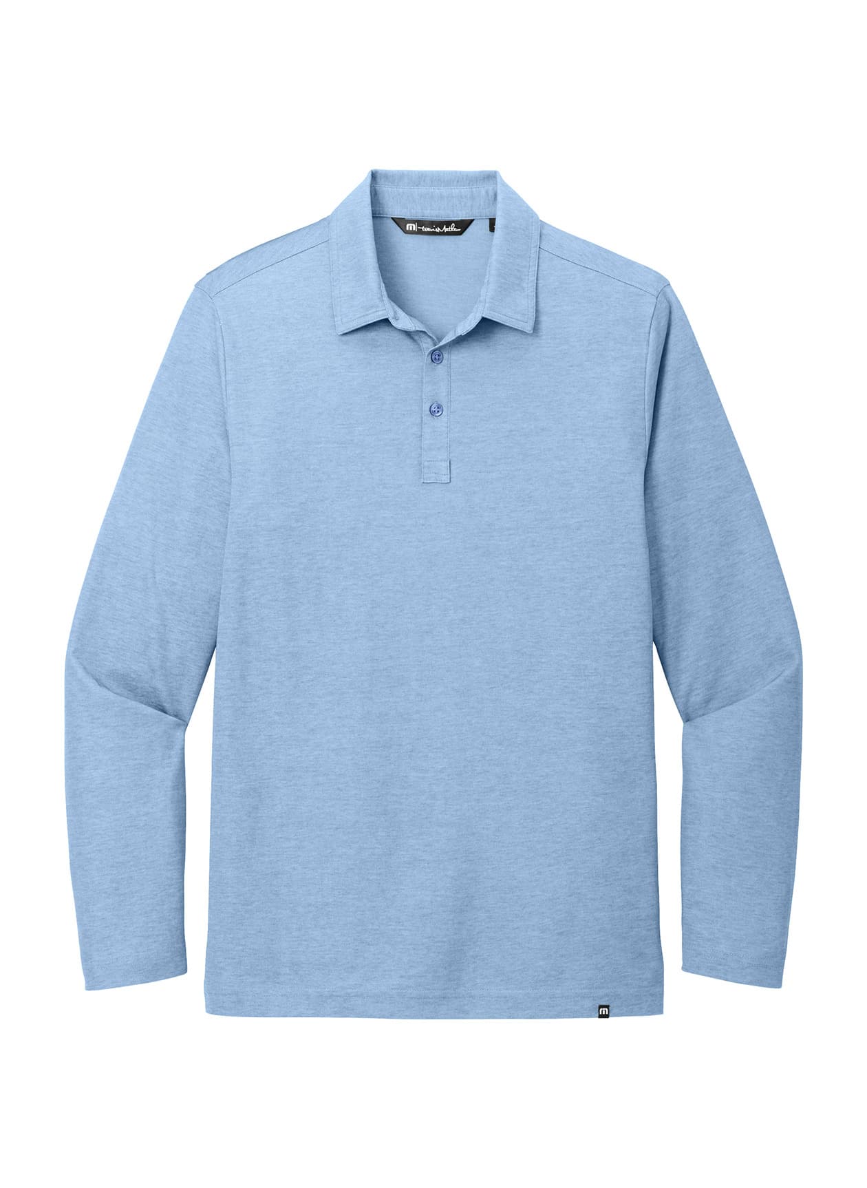 TravisMathew Men's Oceanside Heather Long Sleeve Polo - Cyan 3XL