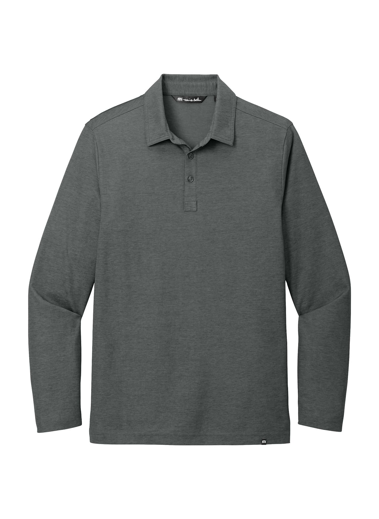 TravisMathew Men's Oceanside Heather Long Sleeve Polo - Dark Grey 3XL