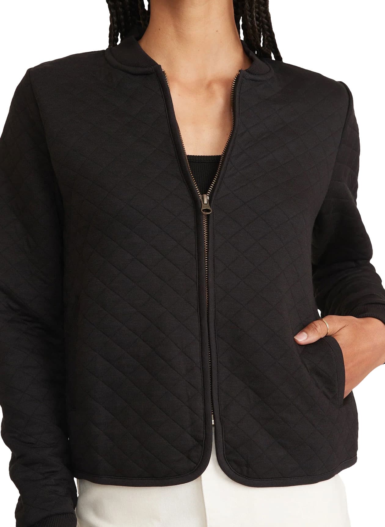 Marine Layer Women's Corbet Quilted Bomber Jacket - Black LG